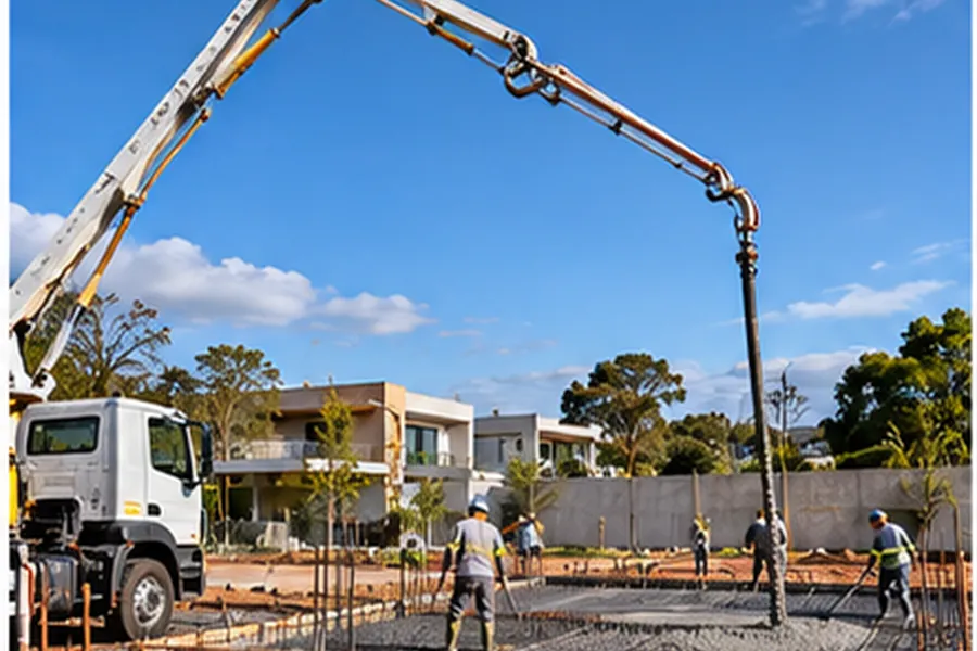 Bombeamento de concreto em obra